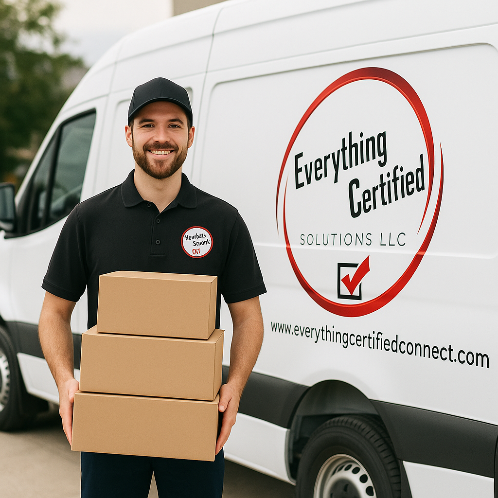 Organized cargo area of delivery van